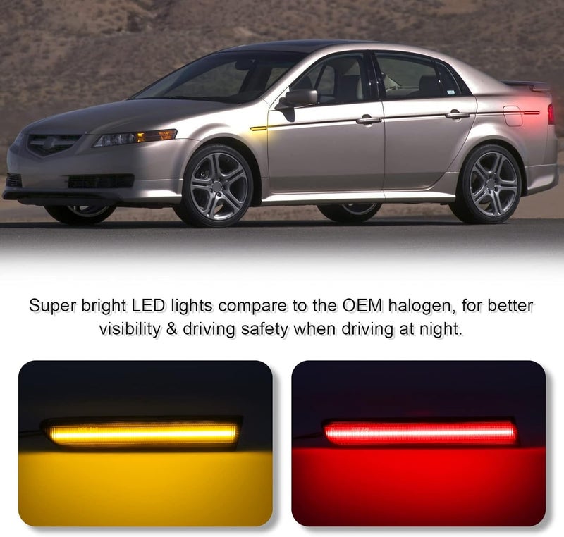 SHINEFIT أضواء جانبية LED أمامية وخلفية من SHINEFIT 4 قطع لمصد TL Type S 2007 2008، عدسة مدخنة - Image 2