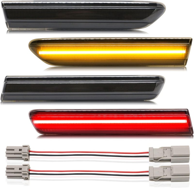 SHINEFIT أضواء جانبية LED أمامية وخلفية من SHINEFIT 4 قطع لمصد TL Type S 2007 2008، عدسة مدخنة - Image 1