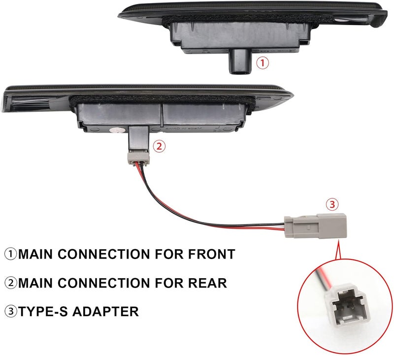SHINEFIT أضواء جانبية LED أمامية وخلفية من SHINEFIT 4 قطع لمصد TL Type S 2007 2008، عدسة مدخنة - Image 3