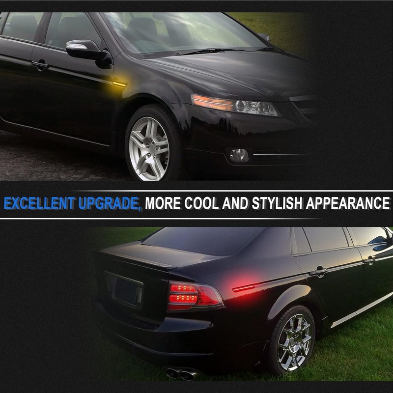 SHINEFIT أضواء جانبية LED أمامية وخلفية من SHINEFIT 4 قطع لمصد TL Type S 2007 2008، عدسة مدخنة - Image 5
