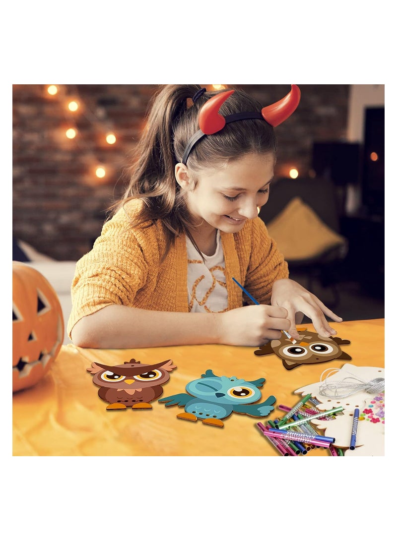 SYOSI 6 Sets Owl Wooden Wind Chimes Kits Kids DIY Windchimes for Graduation Arts Crafts Garden Home Decoration Kids DIY Woodland Animal Windchimes Wildlife Kids to Paint and Hang - Image 5