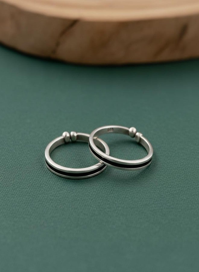 Parnika (Formerly MJ Graceful Band Design Silver Toe Rings in Pure 92.5 Sterling Silver for Women | With Certificate of Authenticity | (Antique 1 Line) - Image 2