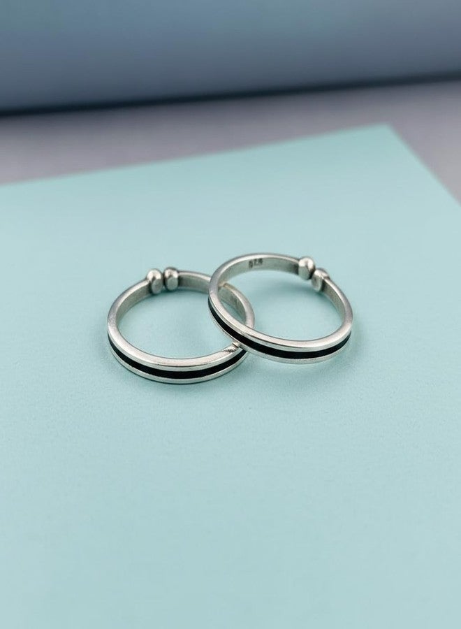 Parnika (Formerly MJ Graceful Band Design Silver Toe Rings in Pure 92.5 Sterling Silver for Women | With Certificate of Authenticity | (Antique 1 Line) - Image 3