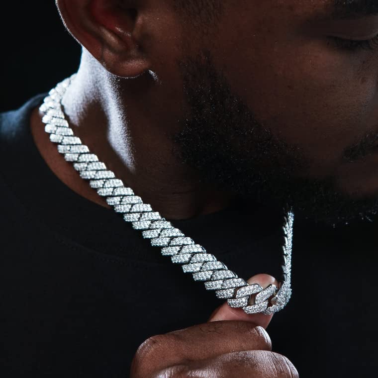 CBLKUS Mens Cuban Link Chain Miami Cuban Necklace,Gold/Silver Chain,Diamond Cut Chains For Men Women 14mm Iced Out Hip Hop Jewelry - Image 3