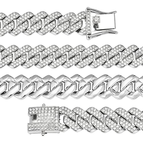 CBLKUS Mens Cuban Link Chain Miami Cuban Necklace,Gold/Silver Chain,Diamond Cut Chains For Men Women 14mm Iced Out Hip Hop Jewelry - Image 5
