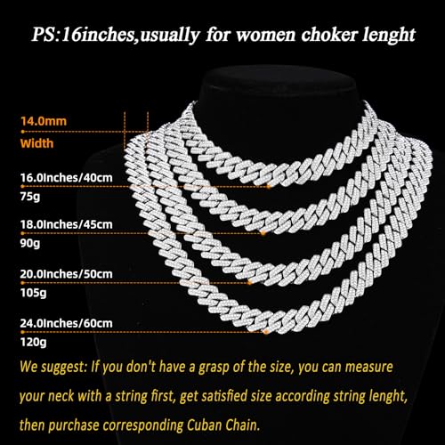 CBLKUS Mens Cuban Link Chain Miami Cuban Necklace,Gold/Silver Chain,Diamond Cut Chains For Men Women 14mm Iced Out Hip Hop Jewelry - Image 2