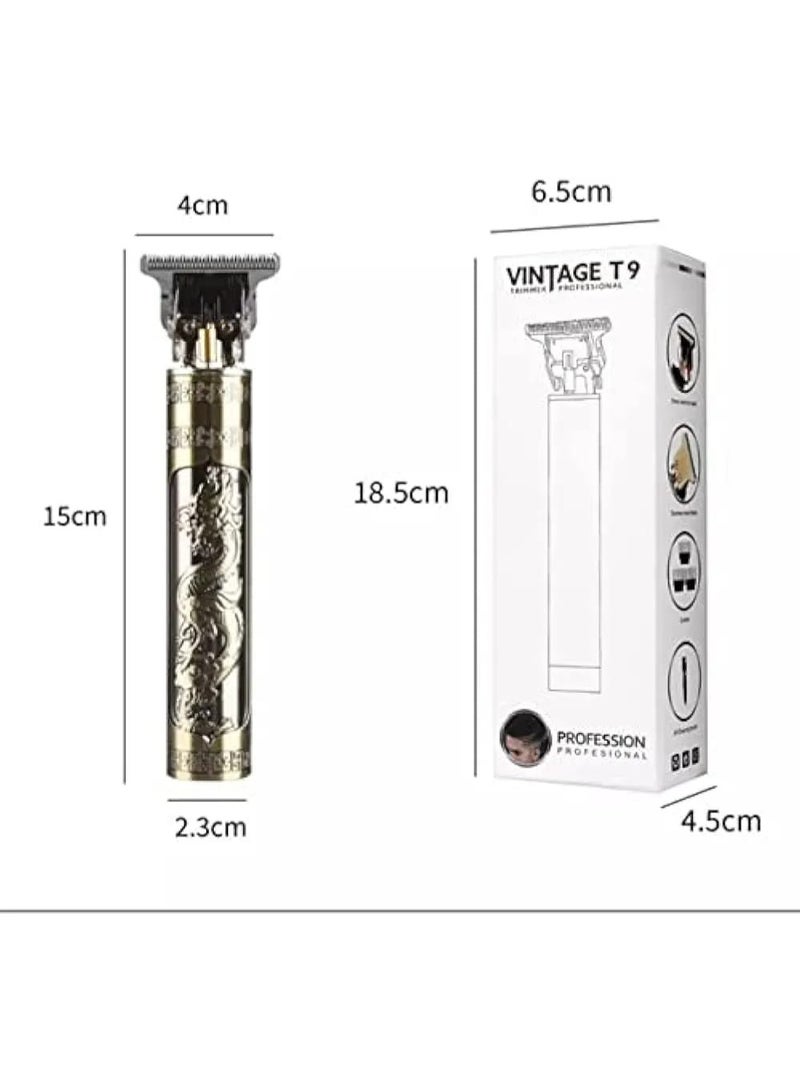 فينتاج ماكينة حلاقة احترافية بتصميم كلاسيكي محفور وشحن USB. - Image 4