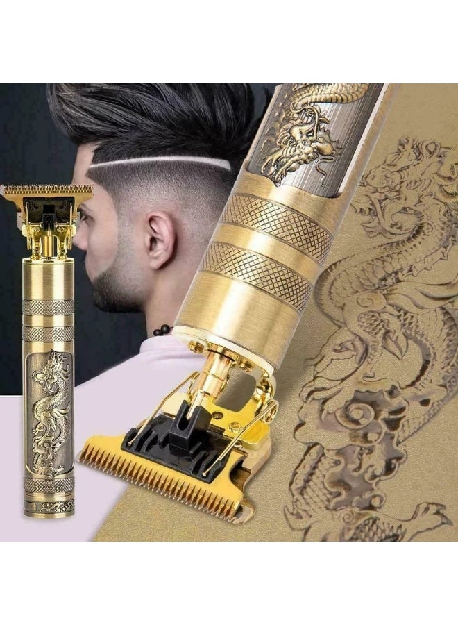 فينتاج ماكينة حلاقة احترافية بتصميم كلاسيكي محفور وشحن USB. - Image 5