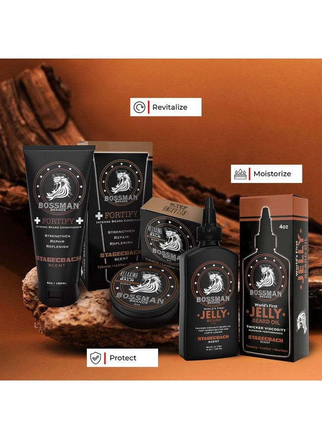 Essentials Beard Kit For Men - Beard Oil Jelly, Fortifying Conditioner Cream, Beard Balm - Grooming Growth Care Accessories (Stagecoach)