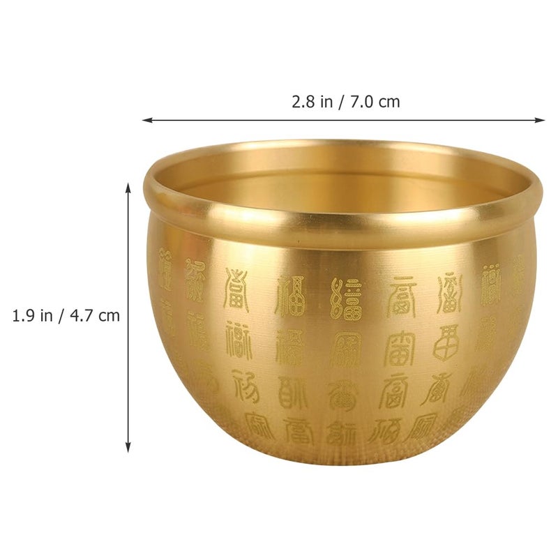 NUOBESTY Feng Shui Brass Bowl - 2.8 Inch Golden Prayer Bowl for Prosperity & Good Luck Decorative Centerpiece for Home Altar, Tabletop Display, Meditation Spaces - Image 2