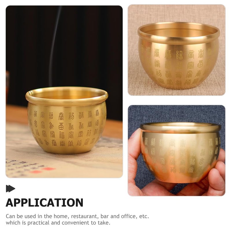 NUOBESTY Feng Shui Brass Bowl - 2.8 Inch Golden Prayer Bowl for Prosperity & Good Luck Decorative Centerpiece for Home Altar, Tabletop Display, Meditation Spaces - Image 4