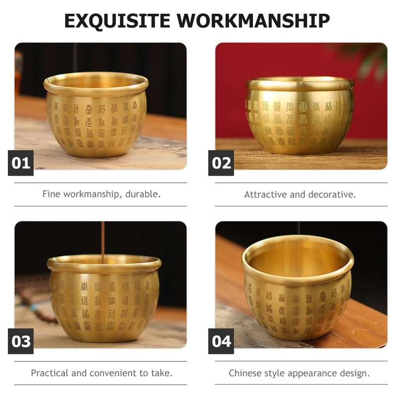 NUOBESTY Feng Shui Brass Bowl - 2.8 Inch Golden Prayer Bowl for Prosperity & Good Luck Decorative Centerpiece for Home Altar, Tabletop Display, Meditation Spaces - Image 5