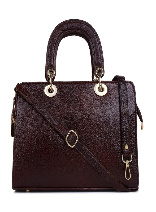 ICONIX Leather Handbag for Women with shoulder strap DARK BROWN - Image 1
