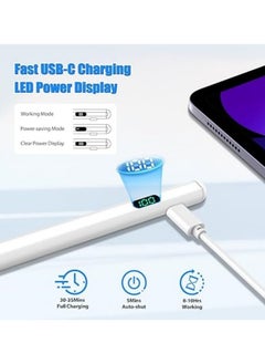 BUPY 2024 New iPad Pencil with Battery Display, Stylus Pen with Magnetic & Tilt-Sensitive Design & Fast Charging For Apple iPad 2018 and Later, White(Just for Apple)  - Image 3