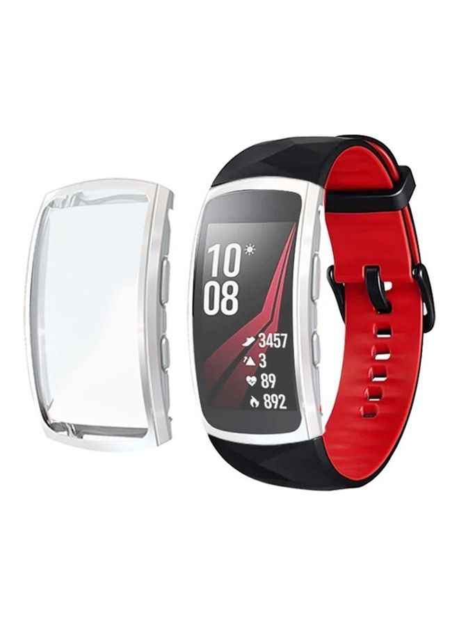 إسكدنيا For Samsung Gear Fit 2 Pro Full Coverage Plating TPU Watch Case Silver - Image 1