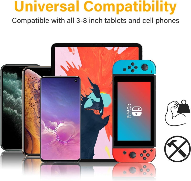 Tryone Wall Mount Cell Phone Holder - Mirror Adjustable Cellphone Stand with 2Pcs Adhesive Sticky Pads for Bathroom Bedroom Kitchen or Dorm, Compatible with iPhone Series or Other Smartphones - Image 3