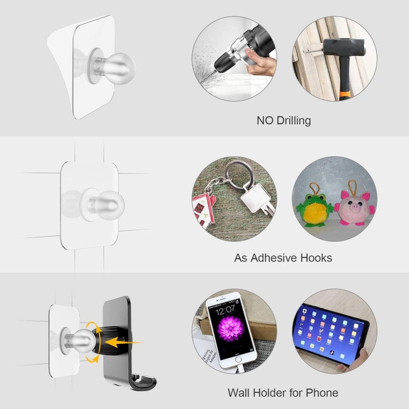 Tryone Wall Mount Cell Phone Holder - Mirror Adjustable Cellphone Stand with 2Pcs Adhesive Sticky Pads for Bathroom Bedroom Kitchen or Dorm, Compatible with iPhone Series or Other Smartphones - Image 5