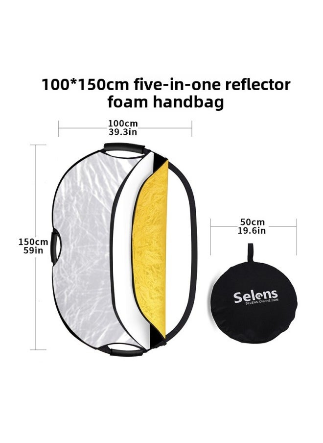 Generic Selens Reflector Photography 30cm/60cm/80cm Five-in-One Plate Round Folding Portable Small Soft-Body Color: 100*150cm Oval Five-in-one  - Image 1