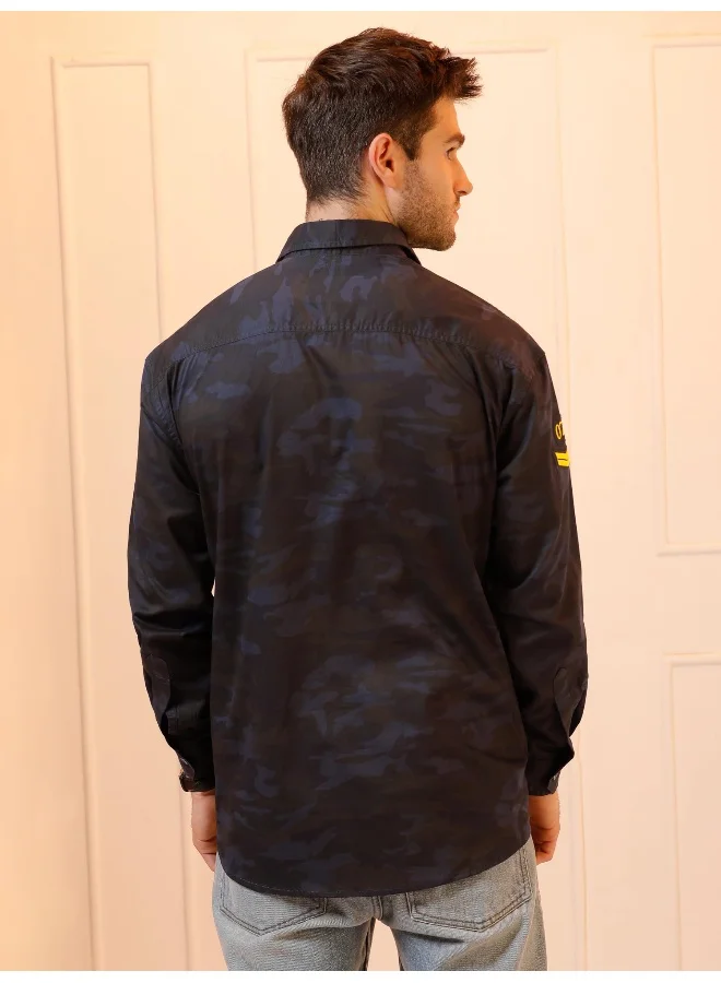 Beyoung Camouflage Blue Shirt for Men
