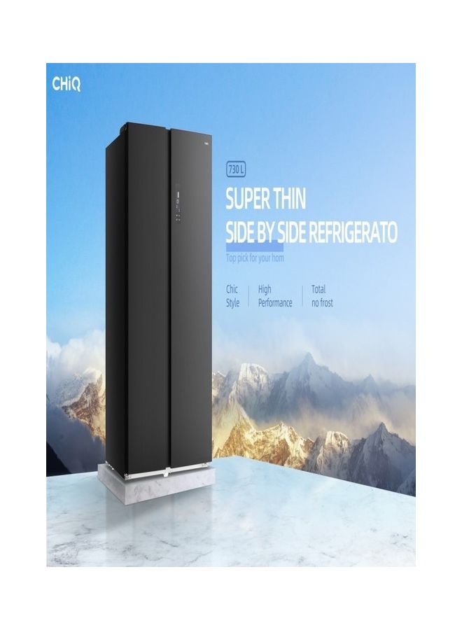 CHiQ Side by Side Gross Capacity 730L, Net Capacity 562L,Convenient storage, 3D air circulation, Compact Design 912×704×1770 mm CSS730NPIK1 Black - Image 2