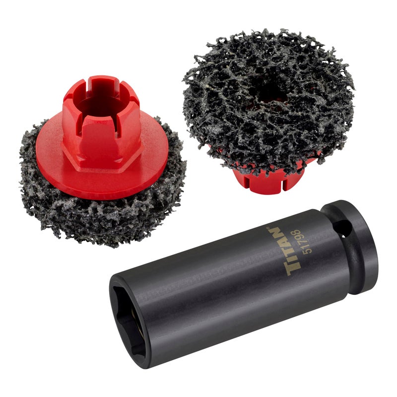 Titan 51798 Wheel Hub Cleaning Kit Includes 12Inch Drive Impact Socket  Brake Disc Cleaning Pads