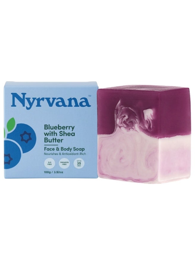 Nyrvana Blueberry with Shea Butter Soap 100g (3.52 oz) | Antioxidant & Vitamin C Brightening | Deep Moisturising | Natural Soap for All Skin Types - Image 1