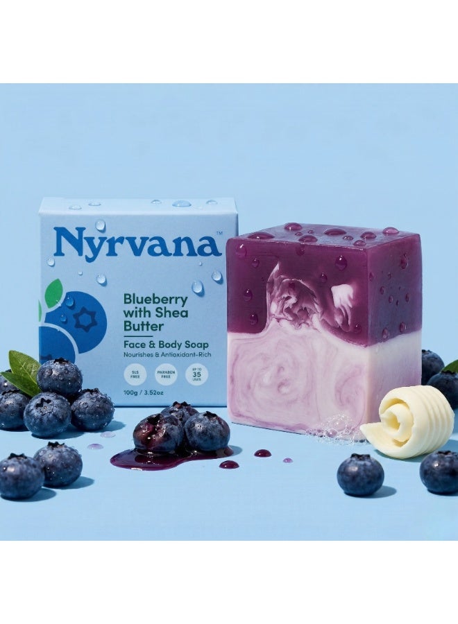 Nyrvana Blueberry with Shea Butter Soap 100g (3.52 oz) | Antioxidant & Vitamin C Brightening | Deep Moisturising | Natural Soap for All Skin Types - Image 3
