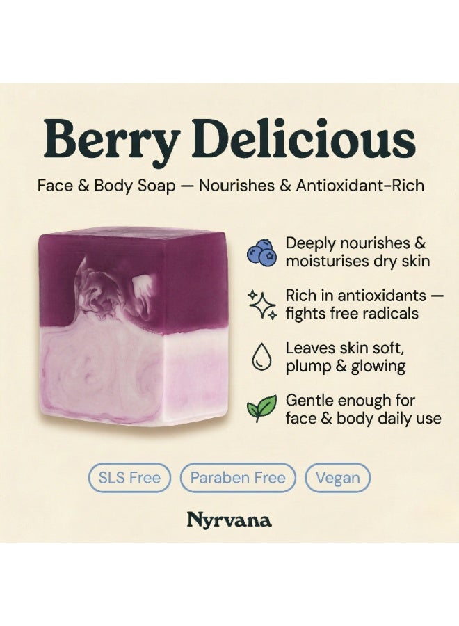 Nyrvana Blueberry with Shea Butter Soap 100g (3.52 oz) | Antioxidant & Vitamin C Brightening | Deep Moisturising | Natural Soap for All Skin Types - Image 4