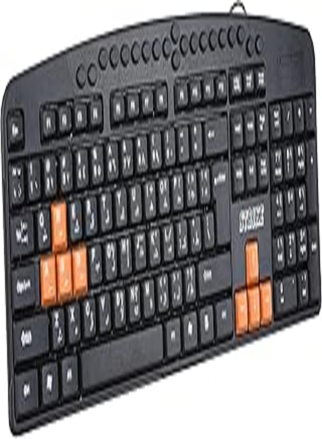 Strike KX 2777 English and Arabic Wired Keyboard with Smooth Edge Corners - Black