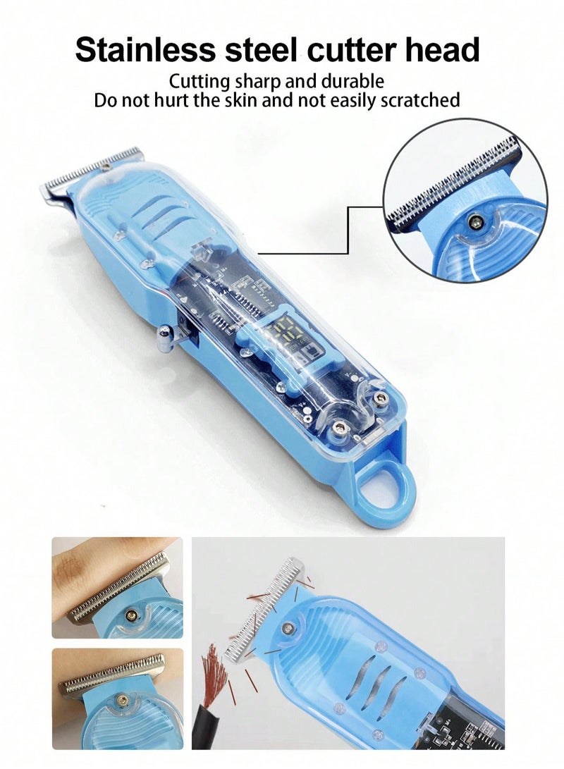 مايكروبلس ماكينة تشذيب شعر قابلة للشحن للرجال - مناسبة للذقن والرأس | ماكينة قص شعر احترافية - زرقاء | أطوال قابلة للتعديل وصوت منخفض - أزرق PS-4754 - Image 3