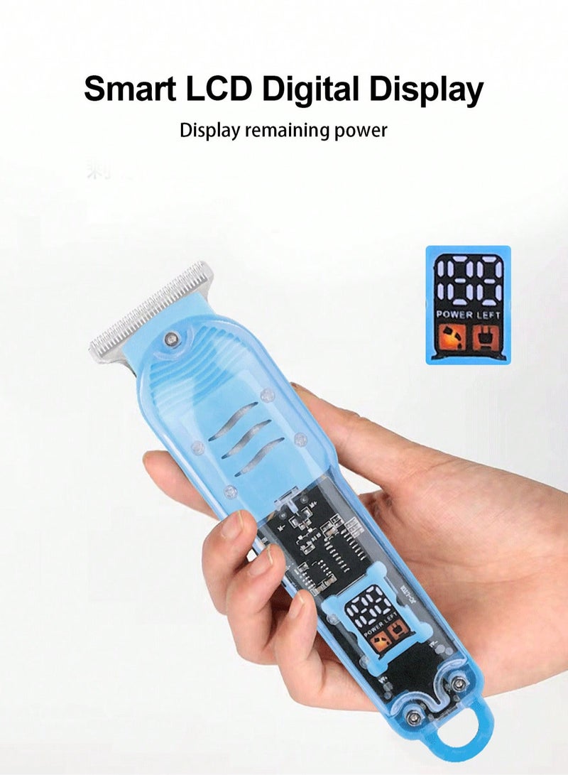 مايكروبلس ماكينة تشذيب شعر قابلة للشحن للرجال - مناسبة للذقن والرأس | ماكينة قص شعر احترافية - زرقاء | أطوال قابلة للتعديل وصوت منخفض - أزرق PS-4754 - Image 4