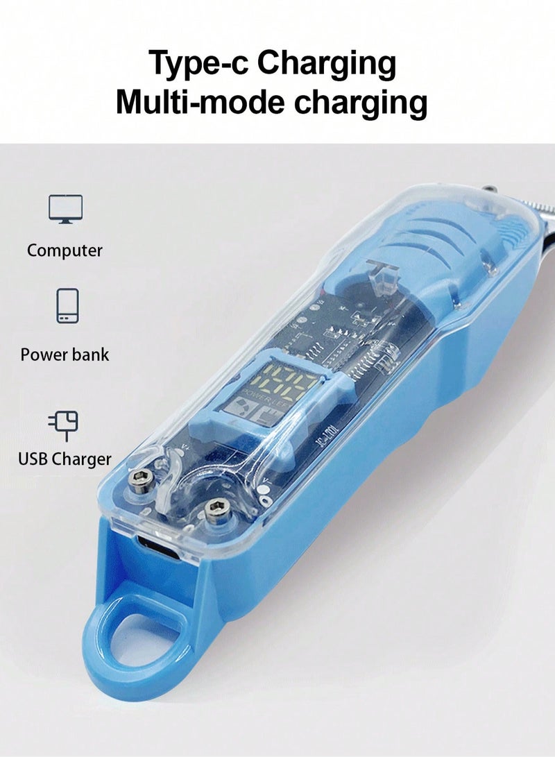 مايكروبلس ماكينة تشذيب شعر قابلة للشحن للرجال - مناسبة للذقن والرأس | ماكينة قص شعر احترافية - زرقاء | أطوال قابلة للتعديل وصوت منخفض - أزرق PS-4754 - Image 5