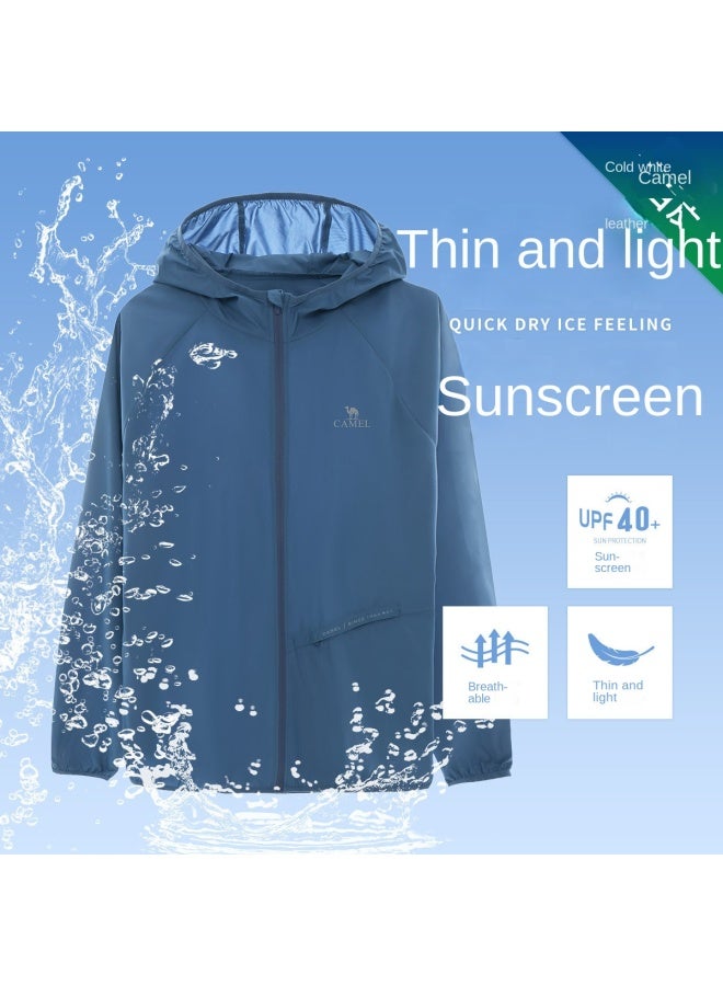 كاميل سترة واقية من الشمس باللون الأبيض البارد 25 واقي شمسي صيفي رياضي خفيف الوزن ملابس خارجية قابلة للتنفس للنساء والرجال ملابس واقية من الشمس - Image 1