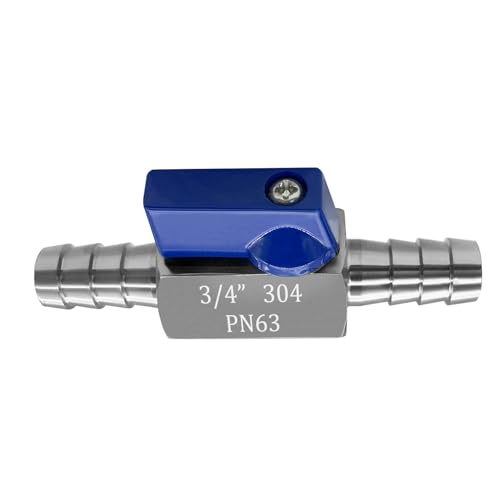 Fitvell Stainless Steel 34 Mini Ball Valve Shut Off Valve 34 Hose Barb - Image 1