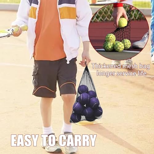 Magicorange كرات تنس ماجيك أورانج، عبوة 12 كرة تنس للتدريب المتقدم، كرات ممارسة، كرات للعب الكلاب، تأتي مع حقيبة شبكية للنقل السهل، جيدة لتدريب المبتدئين (بنفسجي) - Image 5