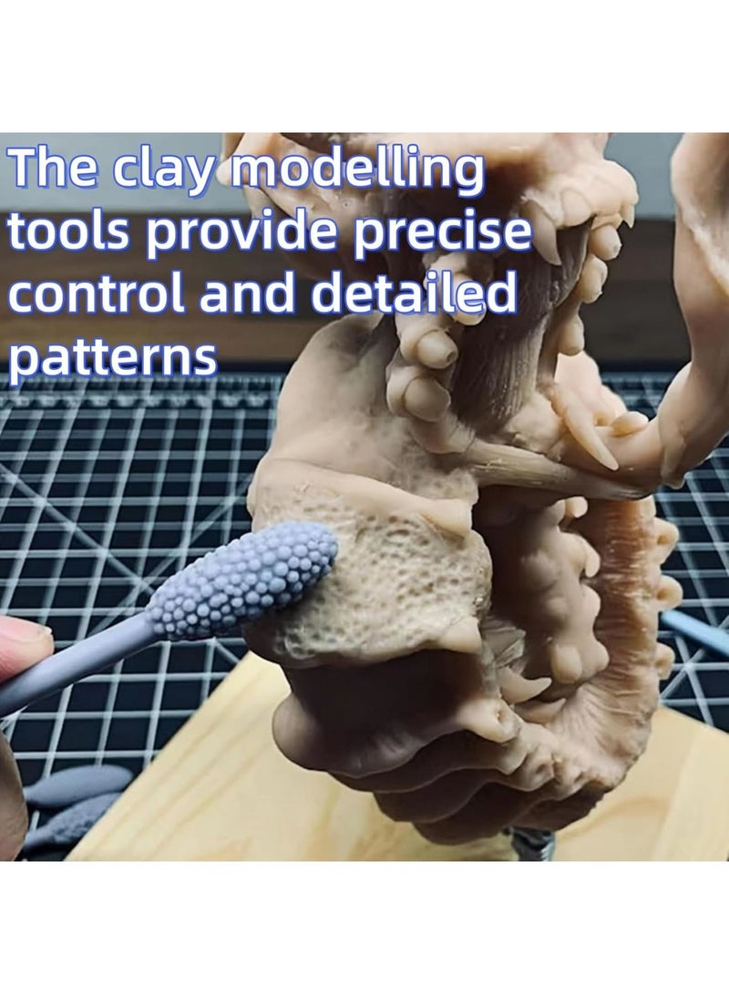 SYOSI Clay Texture Tool Set, Clay Modeling Pattern Rollers Kit, Clay Embossing Hand Rollers, Rolling Pin, Clay Modelling Tools for Adults, Clay Crafting Kit (9-Piece) - Image 4