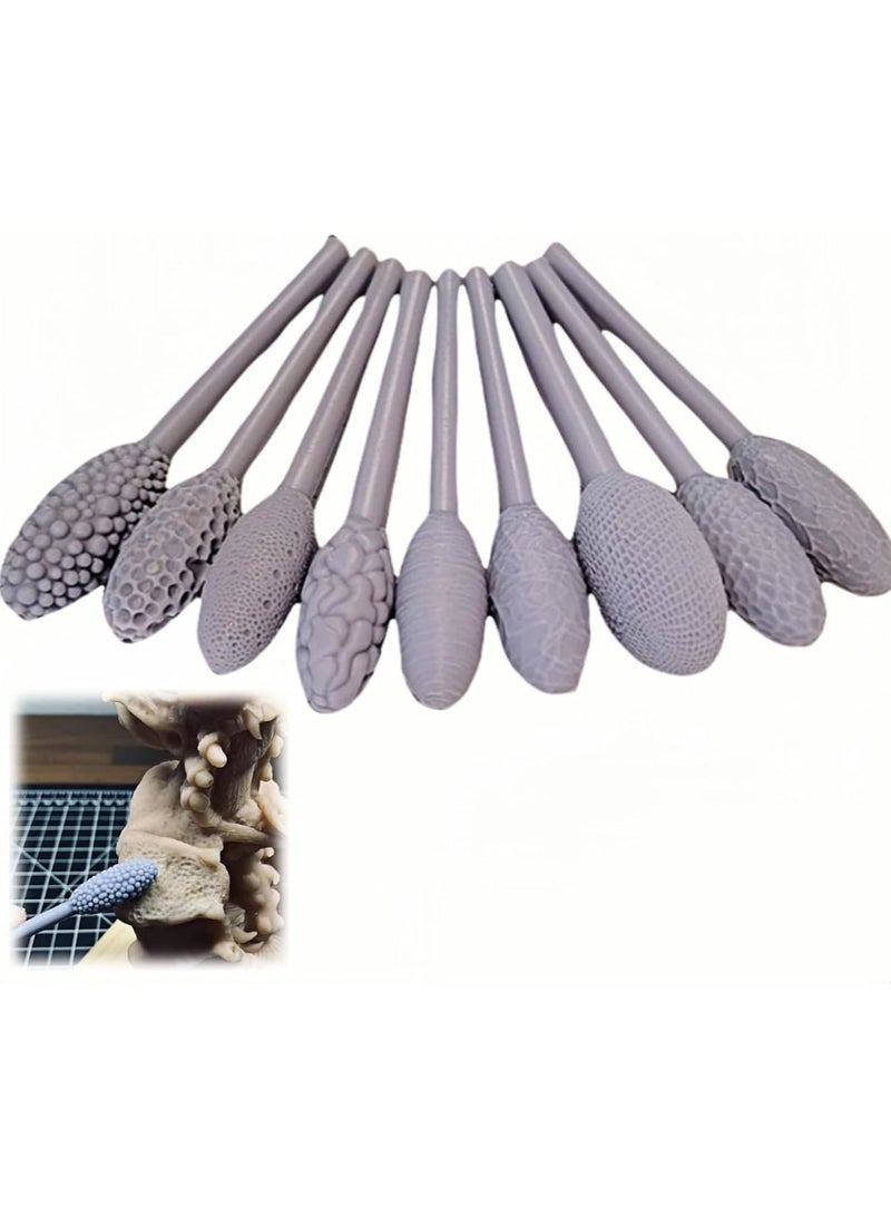 SYOSI Clay Texture Tool Set, Clay Modeling Pattern Rollers Kit, Clay Embossing Hand Rollers, Rolling Pin, Clay Modelling Tools for Adults, Clay Crafting Kit (9-Piece) - Image 1