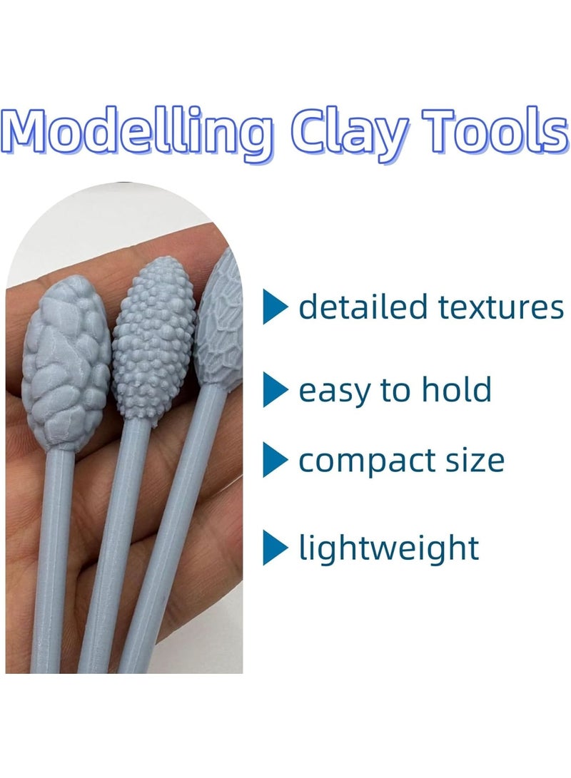 SYOSI Clay Texture Tool Set, Clay Modeling Pattern Rollers Kit, Clay Embossing Hand Rollers, Rolling Pin, Clay Modelling Tools for Adults, Clay Crafting Kit (9-Piece) - Image 3