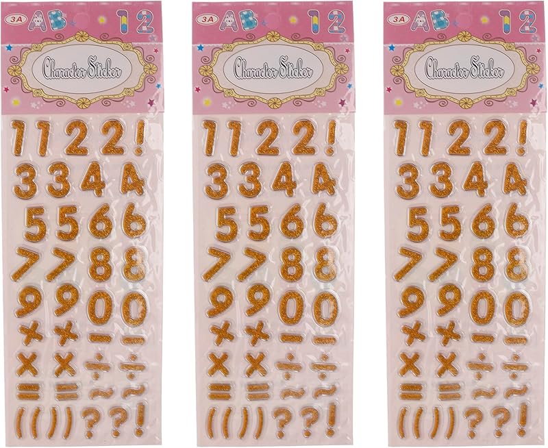 3A 21915-2 Plastic English Numbers Sticker Set Of 3 Pieces For Kids - Yellow 3A-4645-Yellow35