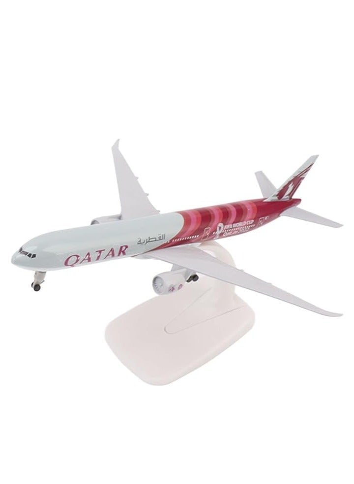 general Alloy die-cast airplane model, alloy airplane model, Qatar 777 airliner home decoration simulation, fully engraving line, stabilized base airplane model - Image 1