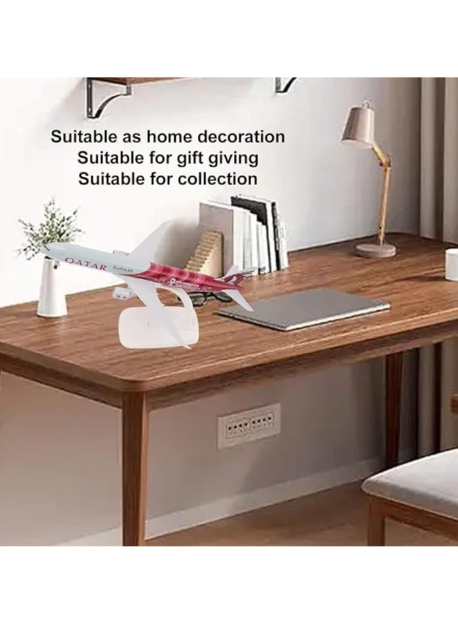 general Alloy die-cast airplane model, alloy airplane model, Qatar 777 airliner home decoration simulation, fully engraving line, stabilized base airplane model - Image 3