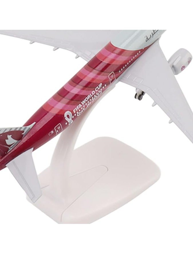 general Alloy die-cast airplane model, alloy airplane model, Qatar 777 airliner home decoration simulation, fully engraving line, stabilized base airplane model - Image 4