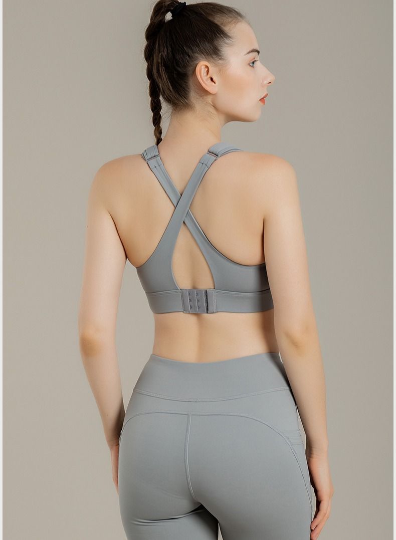 Loquat Women Quick Dry Breathable Sports Bra Grey - Image 2