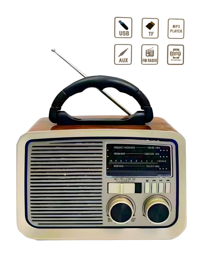 Portable Bluetooth Radio GO-1182US-BT with USB/TF/MP3, AUX Input, Flashlight, Solar Panel & Rechargeable Battery - Image 1