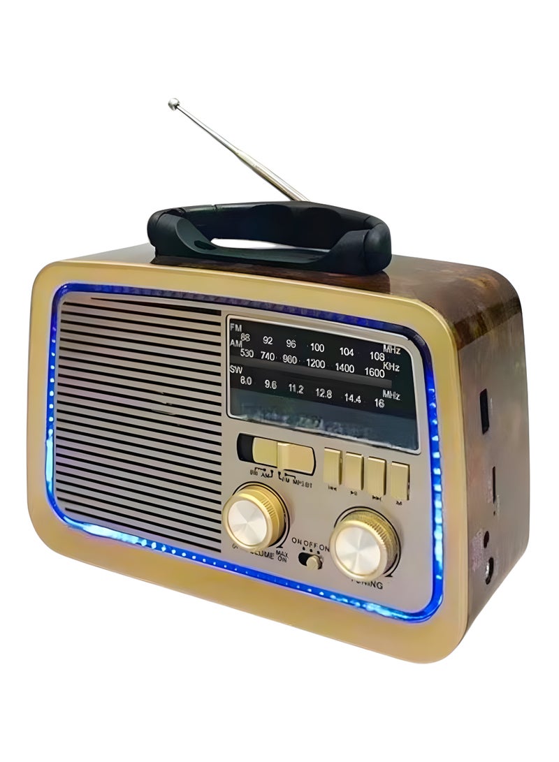 Portable Bluetooth Radio GO-1182US-BT with USB/TF/MP3, AUX Input, Flashlight, Solar Panel & Rechargeable Battery - Image 3