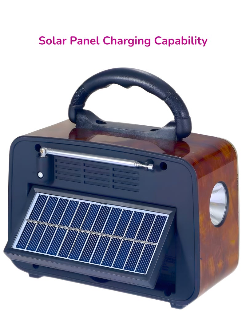 Portable Bluetooth Radio GO-1182US-BT with USB/TF/MP3, AUX Input, Flashlight, Solar Panel & Rechargeable Battery - Image 2