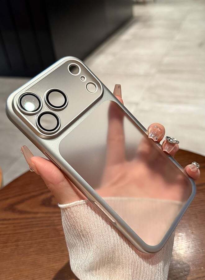 Bliszaar iPhone 17 Pro Max Case Frosted Electroplated PC Drop-Proof Full Camera Lens Protection Ultra-Slim Silver Protective Cover for Daily Use and Outdoor Activities - Image 1