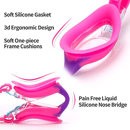 COPOZZ Kids Swimming Goggles, Child (Age 4-12) Waterproof Swim Goggles With Clear Vision Anti Fog UV Protection No Leak Soft Silicone Frame And Strap for Kid Boys Girls and Early Teens - Image 3