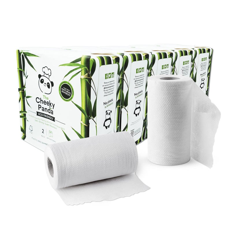 The Cheeky Panda Bamboo Paper Towels Bulk 7 Paper Towels Rolls 130 Paper Towel Sheets Per Roll 2 Ply Strong and Sustainable