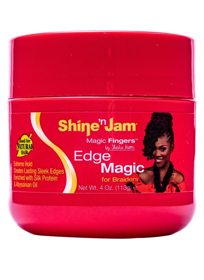 Shine 'n Jam - Ambro Magic Finger Edge Control Shine & Gum - Provides strong hold with non-greasy shine - Strengthens hair with silk proteins and softens with Abyssinian oil 113g - Image 1